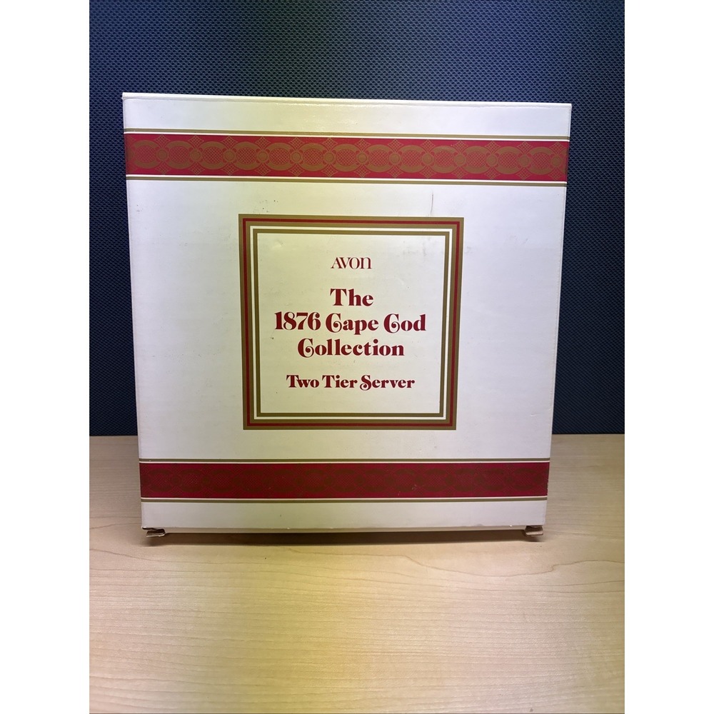 Avon 1876 Cape Cod Ruby Red Two-Tier Server With Brass Handle - Original Box New